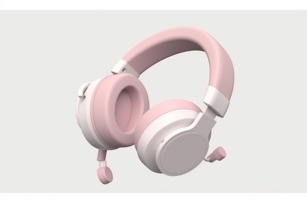 Pink headphones on a white background 3D rendering 3D illustration