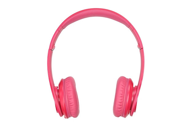 Pink headphones on a white background