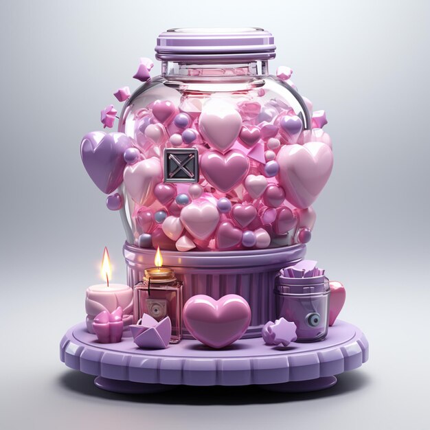 Photo pink heart 3d icon blender