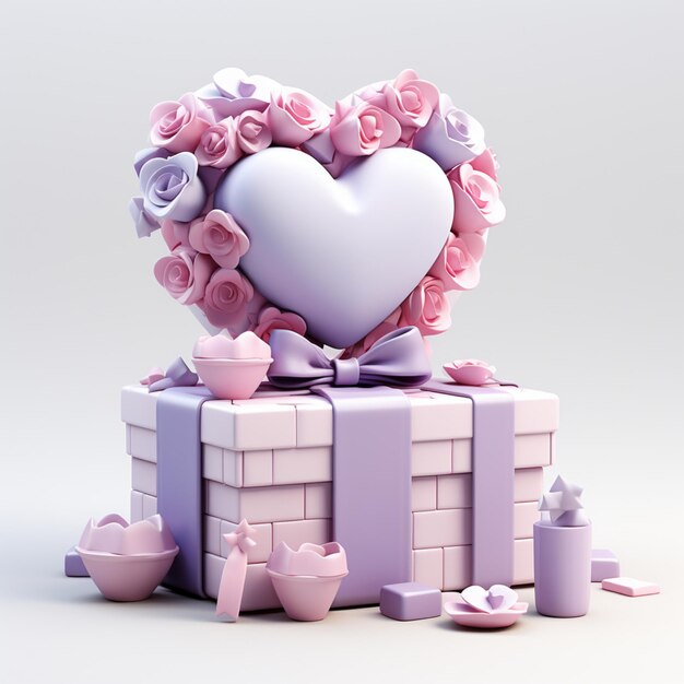 Photo pink heart 3d icon blender