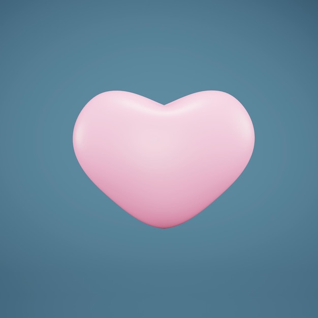 Pink heart against light blue background 3d render