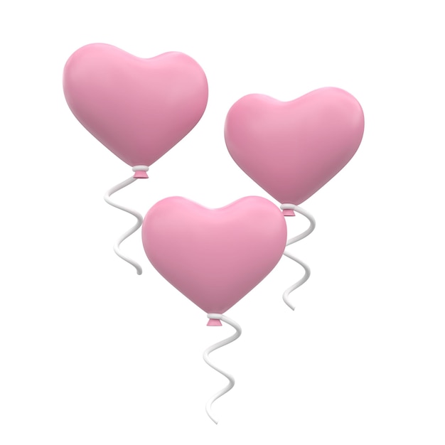 Pink heart balloon 3D element 3D illustration