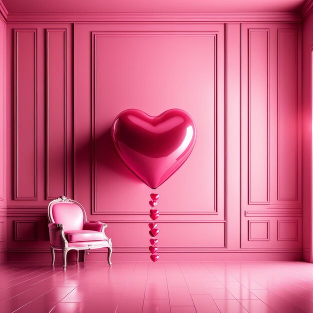 Pink heart balloon levitated floating in pink room love surprise valentine gift