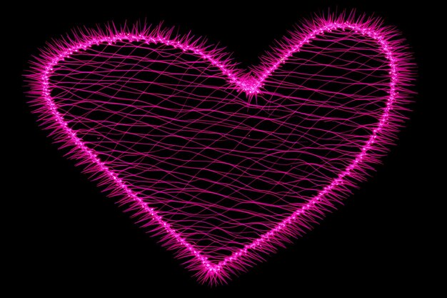 Photo pink heart on a black background