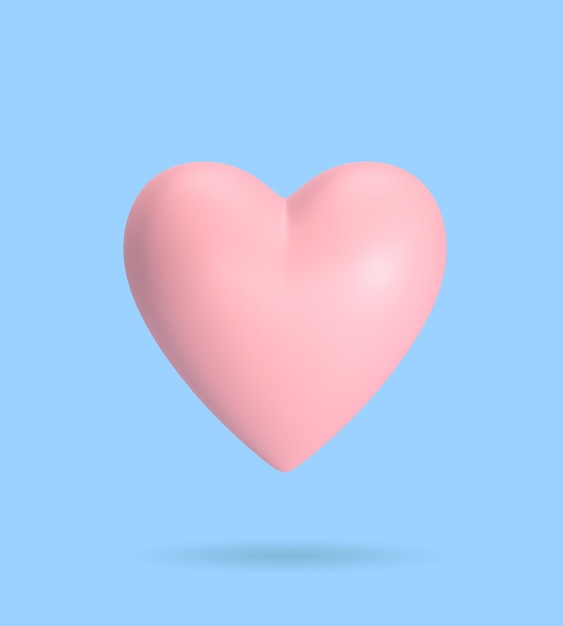 Cuore rosa su sfondo blu rendering 3d