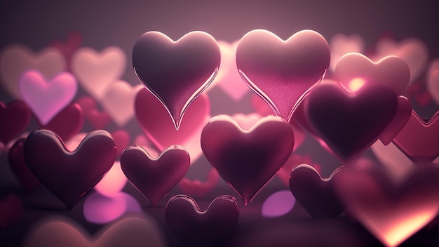 A pink heart is in the middle of a purple background