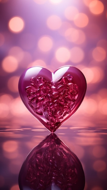 Pink heart on a pink background photorealistic