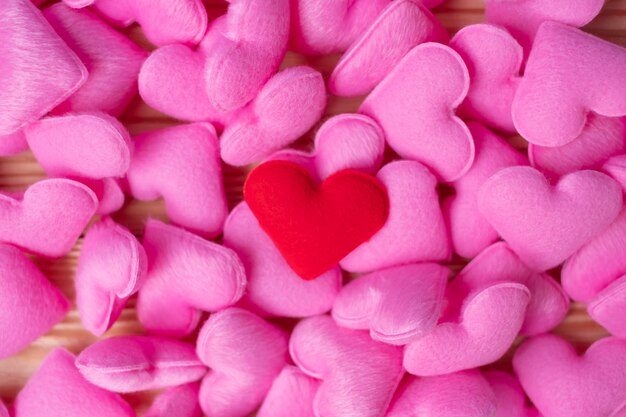 Pink heart shape decoration background. Love, Wedding, Romantic and Happy Valentineâ s day holiday concept