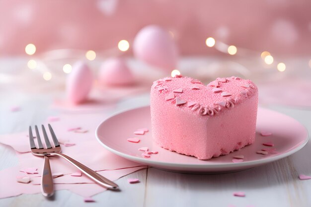 Pink heart shaped cake