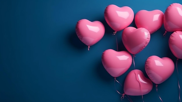 Pink heart shaped helium balloons generative AI