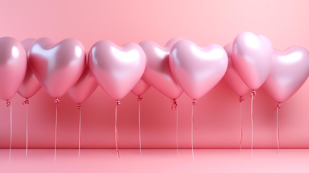 写真 ピンクの背景に心の形のヘリウム風船