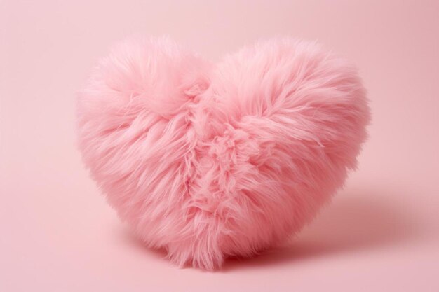 a pink heart shaped pillow with a pink background.