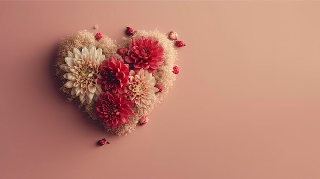 A pink heart with flowers on it