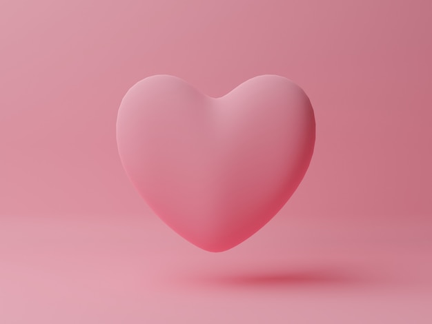 Pink heart with pink table. Valentine's day concept. 3D Rendering illustration. 