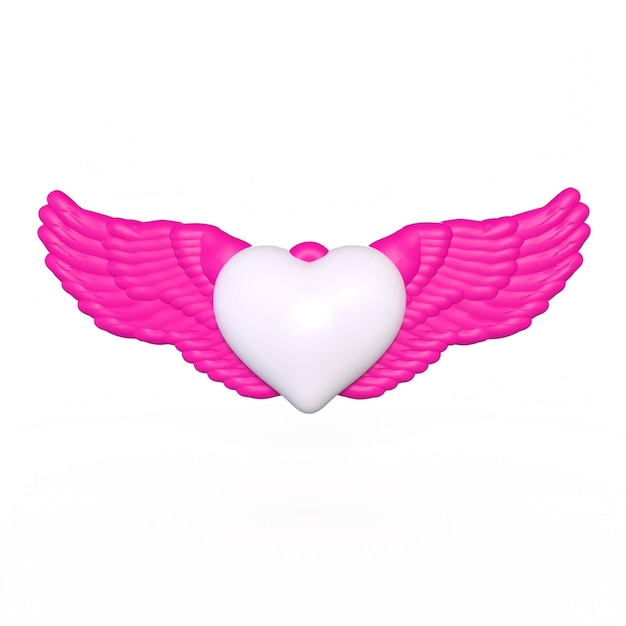 A pink heart with pink wings and a pink wing.