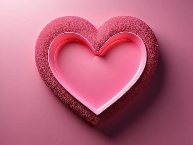 a pink heart with a red border and a pink cloth on it