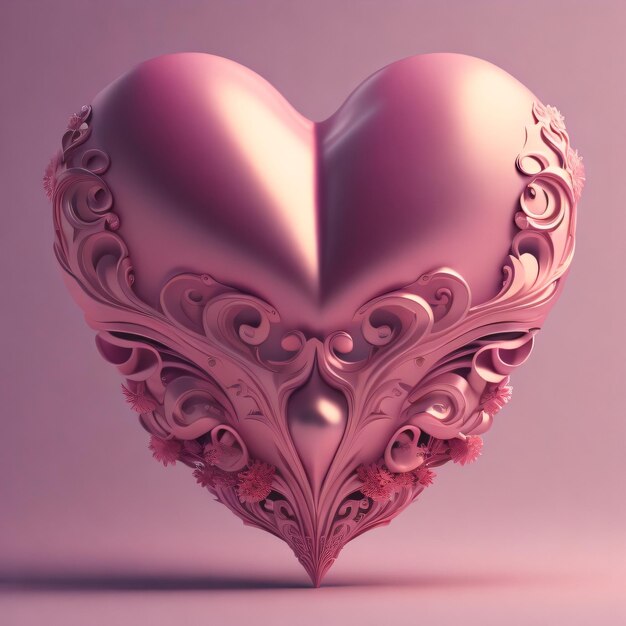 A pink heart with the word love on it