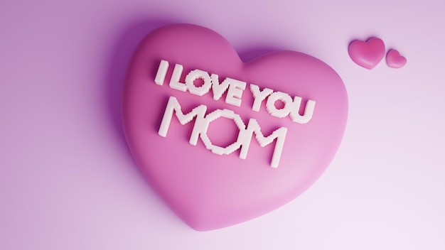 Photo a pink heart with the words i love you mom on it