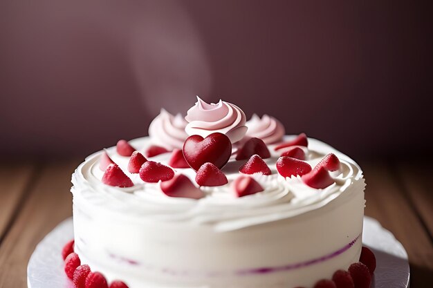 写真 ピンクハートケーキ バレンタインデー