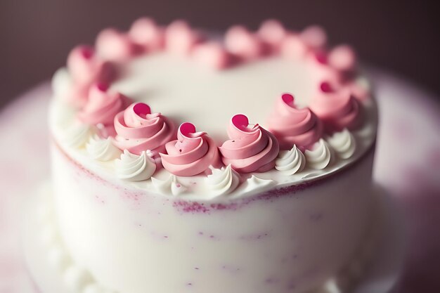 Photo pink hearted cake for valentine or birthday