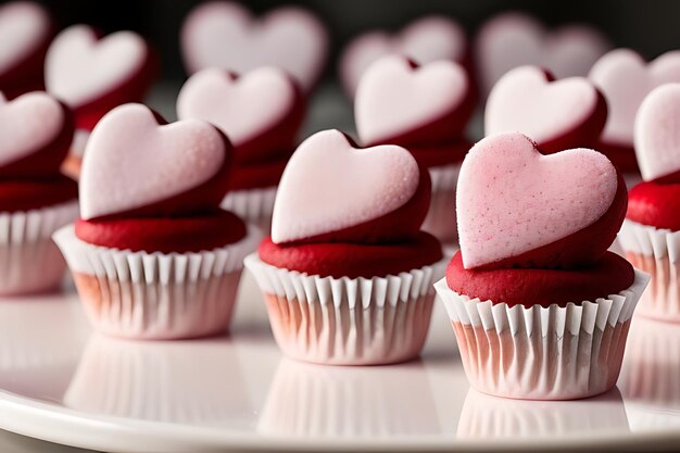 Photo pink hearted cake for valentine or birthday