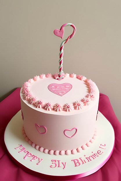 pink hearted cake for valentine or birthday