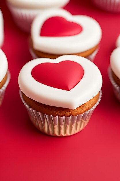 Photo pink hearted cake for valentine or birthday