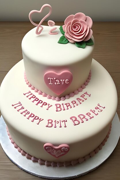 Photo pink hearted cake for valentine or birthday