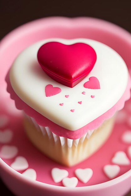 Foto torta a cuore rosa per san valentino o compleanno