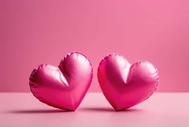 Pink hearts arranged against a soft pink backdrop exuding romantic vibes perfect for Valentines Da