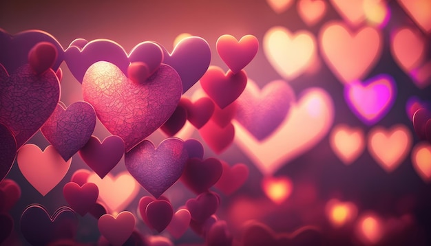 Photo pink hearts background