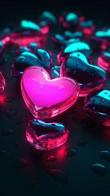 Premium AI Image | Pink hearts on a black background