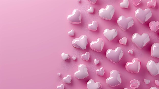 Pink hearts on a pink background 3D rendering