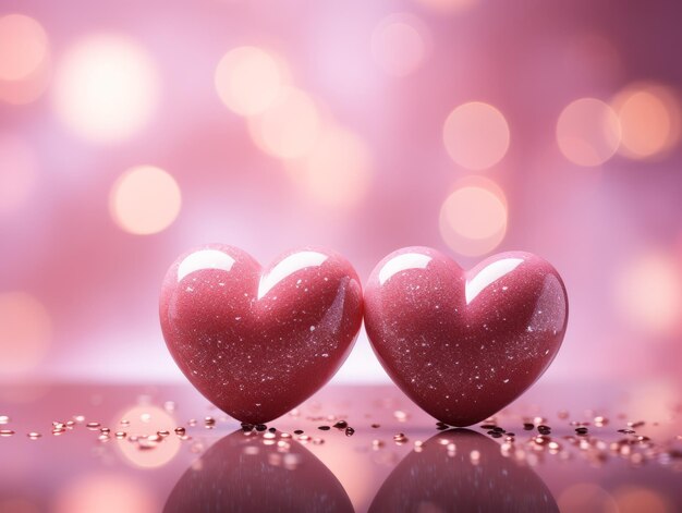 Pink hearts on a pink background photorealistic ultra sharp simplicity ultra detailed focus