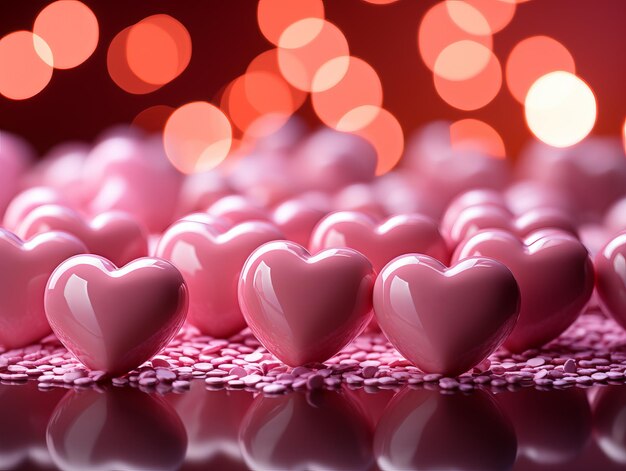 Pink hearts on a pink background photorealistic ultra sharp simplicity ultra detailed focus