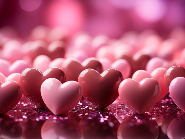 Pink hearts on a pink background photorealistic ultra sharp simplicity ultra detailed focus