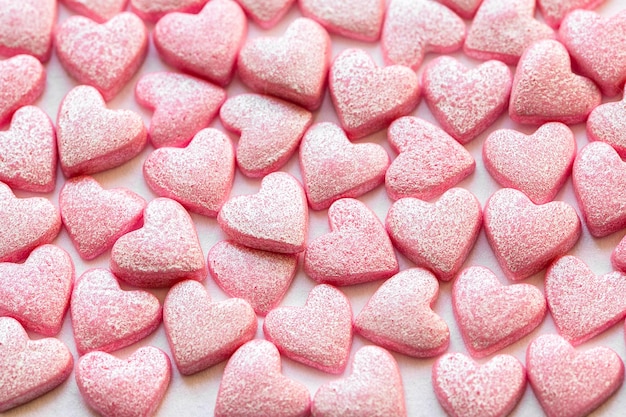 Pink Hearts Shape Candy Close up