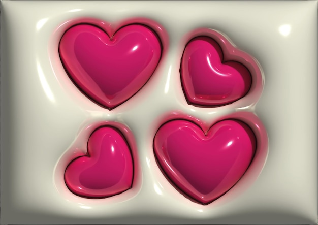 Photo pink hearts symbolizing affection and love set against a light backdrop