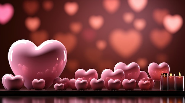 Pink Hearts valentines day special HD 8K background Wallpaper Stock photographic image