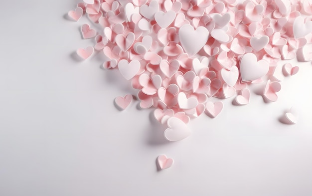 Розовые сердечки на белом фоне