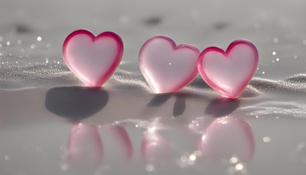 Photo pink hearts on a white background