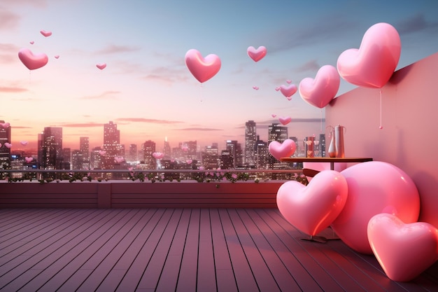 Pink Hearts with Text Space
