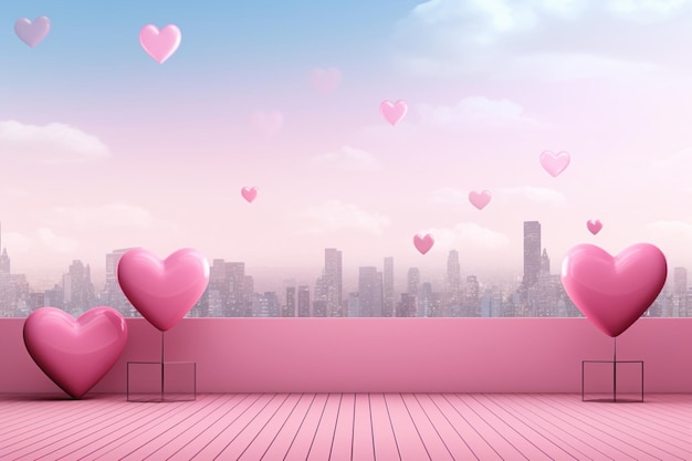 Pink Hearts with Text Space