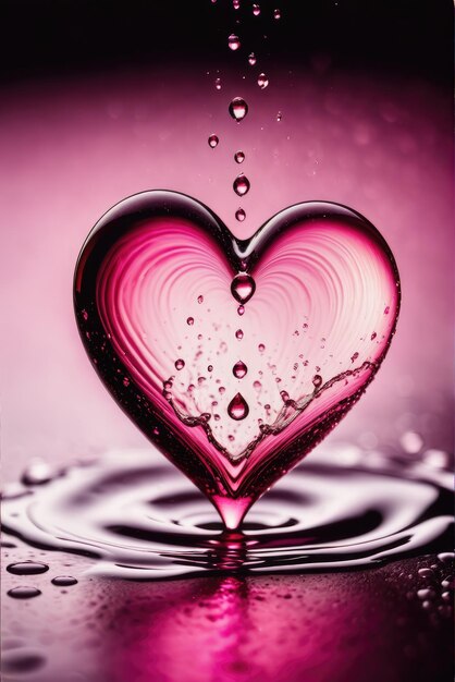 pink heartshape love splash droplet