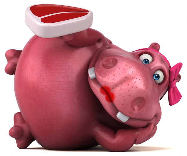 Pink Hippo - 3D illustratie