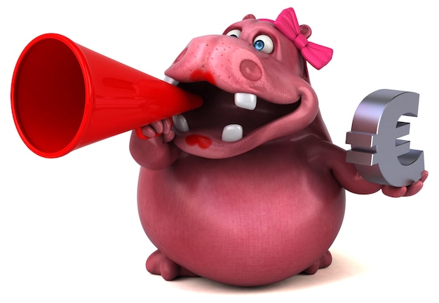 Pink Hippo - 3D Illustration