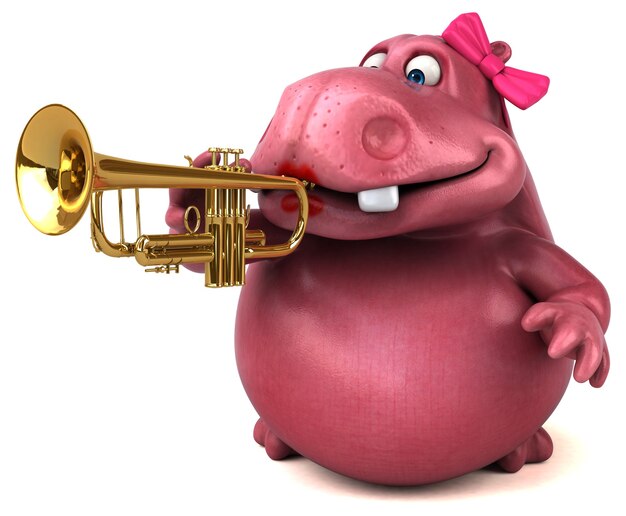 Pink Hippo - 3D Illustration