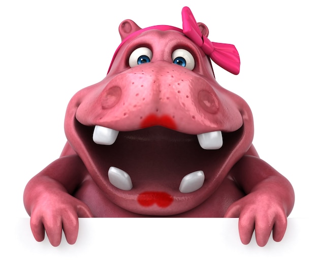 Pink Hippo - 3D Illustration