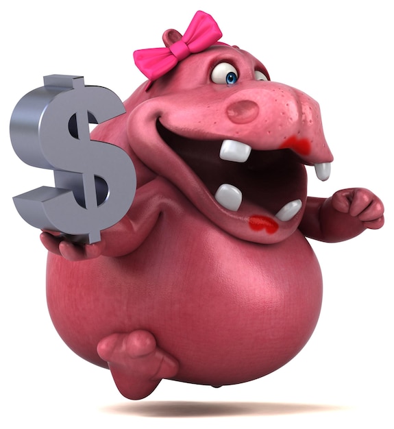 Pink Hippo - 3D Illustration