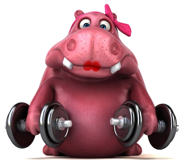 Pink Hippo 3D Illustration